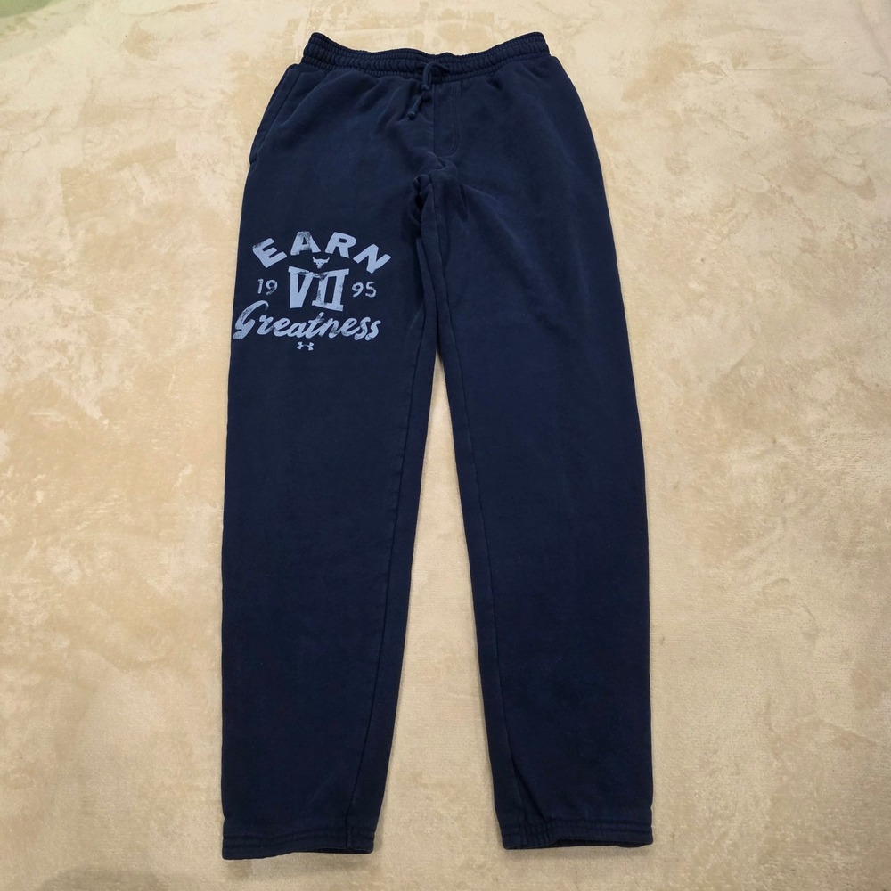 Under Armour Project Rock Men's Sweatpants Medium Navy Earn Greatness Joggers